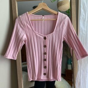 Free People Pink Central Park Cardigan